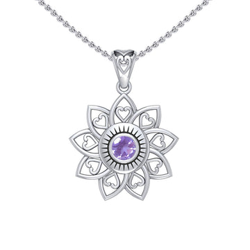 The Flower of Unity Sterling Silver Pendant with Gemstone TPD6420